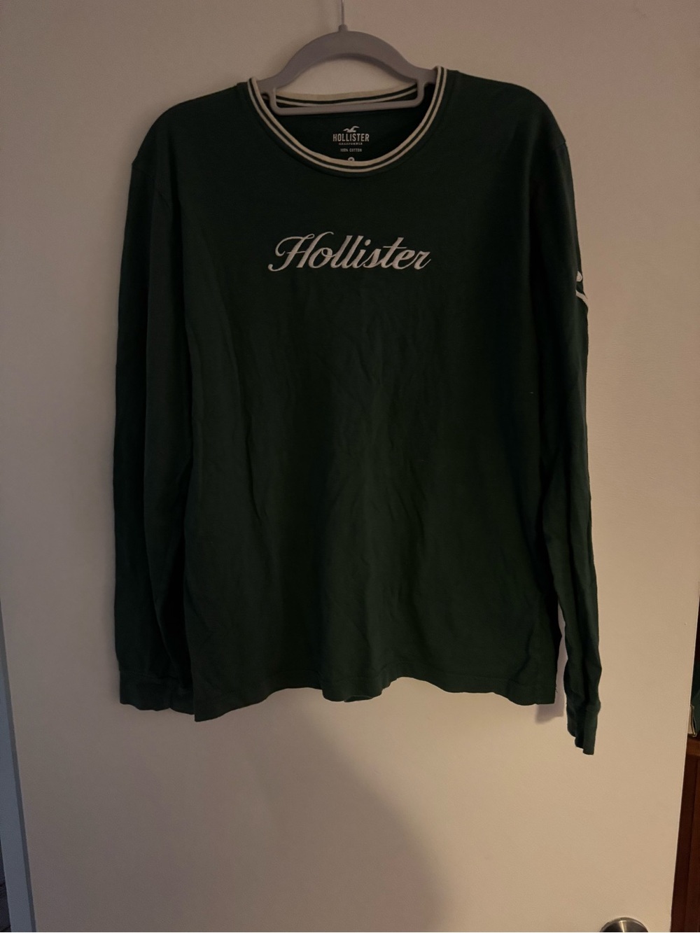 Hollister Green Crewneck T-Shirt with White Logo